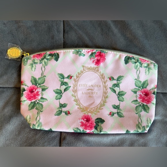Estee Lauder Floral Cosmetic Bag - Pink and Green - Picture 1 of 3